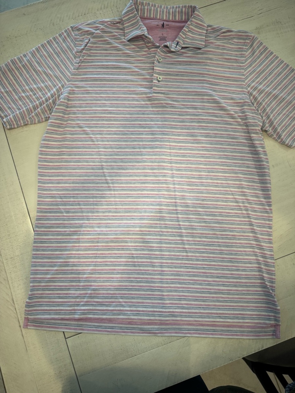 johnnie-O Short-Sleeve Stripe Polo in Pink, Blue & White